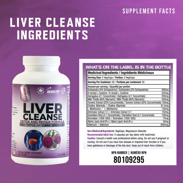 Iron Fit Canada Liver Cleanse Detox natural ingredients label