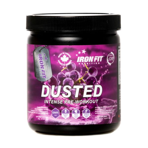 DUSTED Grape flavoured pre-workout supplement