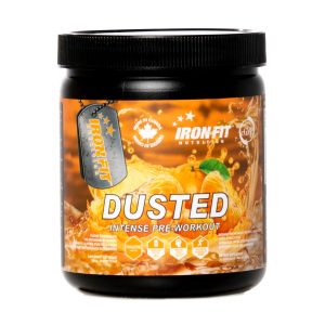 DUSTED Orange flavoured pre-workout supplement